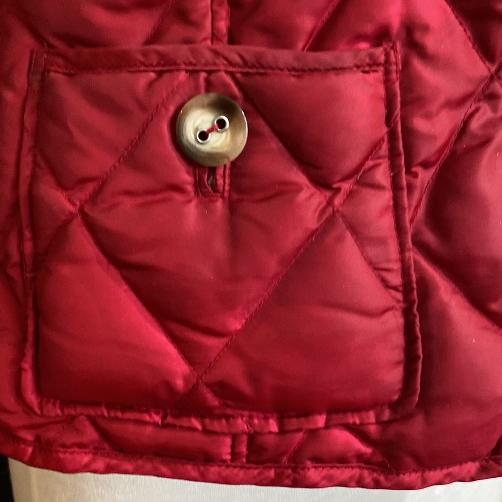 Talbots Button Down Quilted Vest Red Euc,Patch Po… - image 2